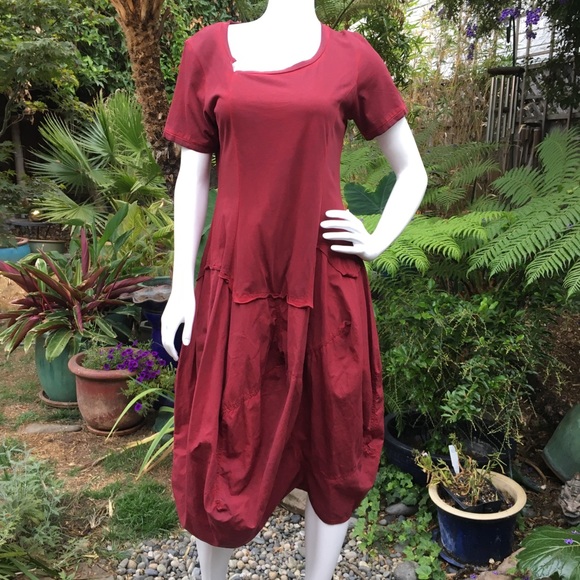 Rundholz Dresses & Skirts - RUNDHOLZ Tulip-Skirted Dark Red Dress NWOT